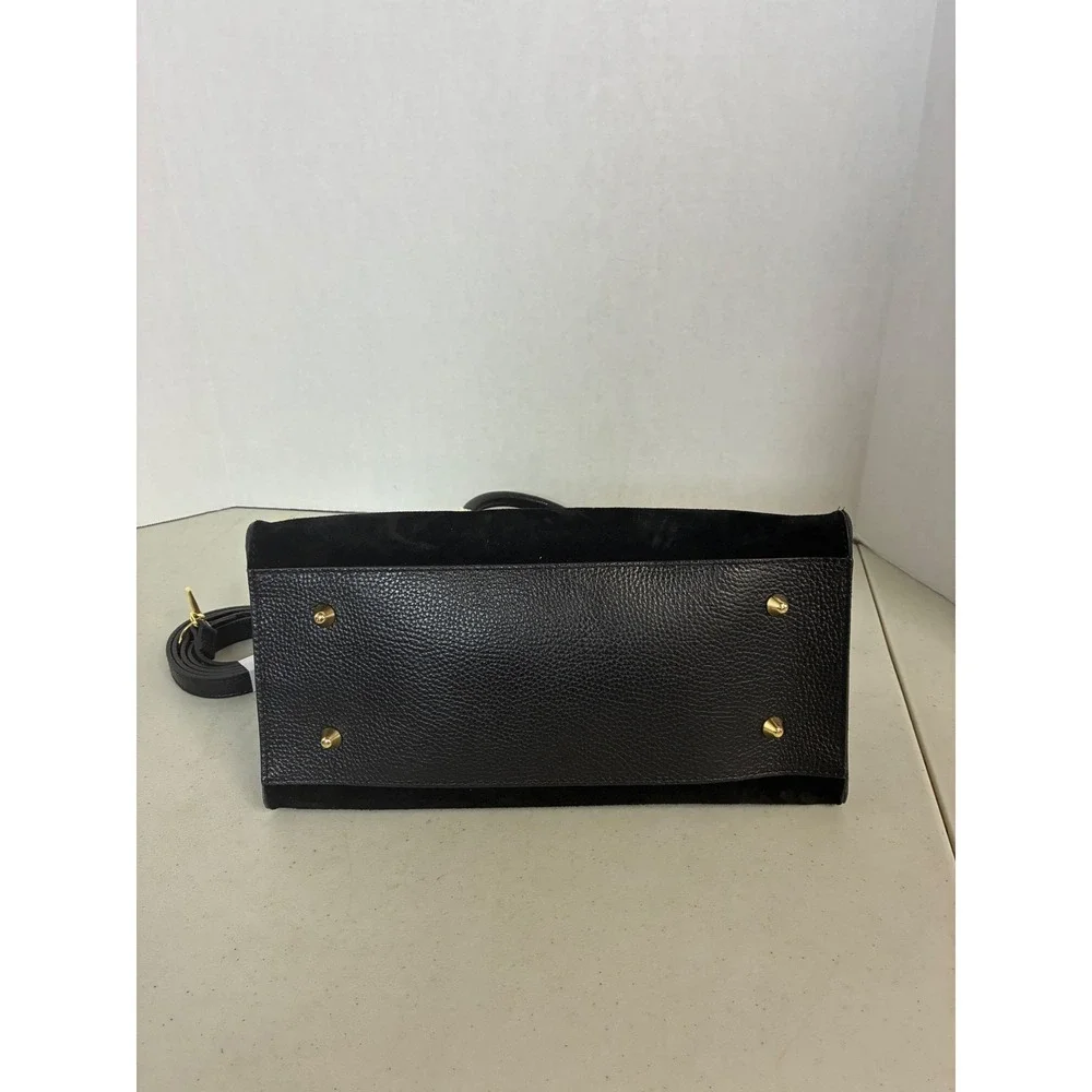 Divina Firenze Black Suede Leather Ginny Satchel Crossbody Bag Made in Italy NEW